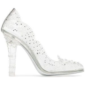 Dolce & Gabbana Cinderella cut out flower clear glass slipper heels 38 6.5/7